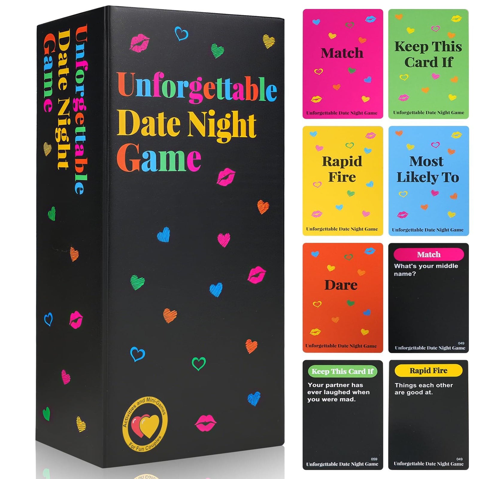 Unforgettable Date Night Game – 300-Card Couple Card Game with Spinner for Romance, Laughter & Connection | Other Fun Games Available In-Store