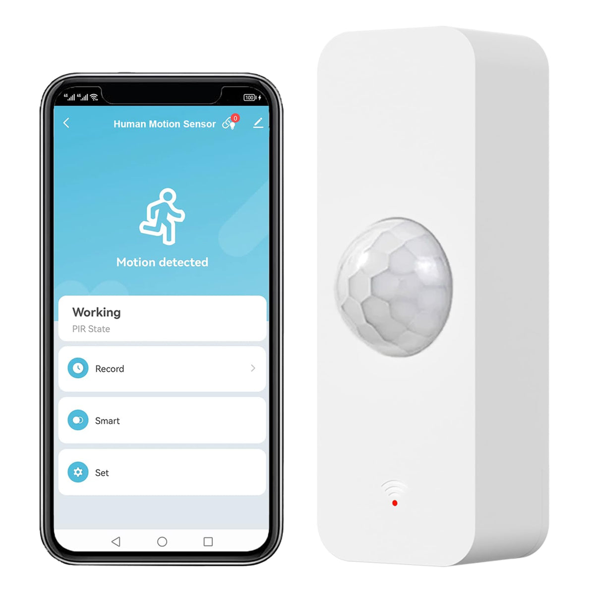 Smart WiFi Motion Sensor with App Alerts – 128° Detection, 6m Range, No Hub Required, Voice Control &amp; Automation (White)