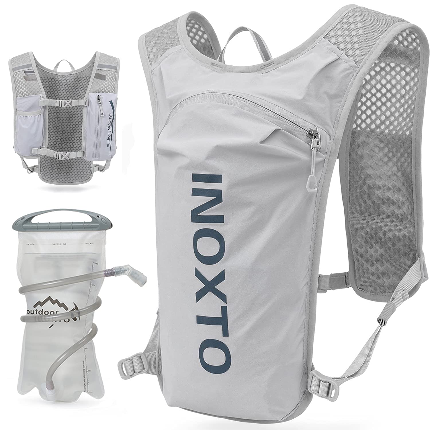 Ultra-Light Hydration Running Vest Backpack – 1.5L Water Capacity, Breathable Mesh Design for Cycling, Hiking & Marathon (Grey) | Other Colors Available in Store