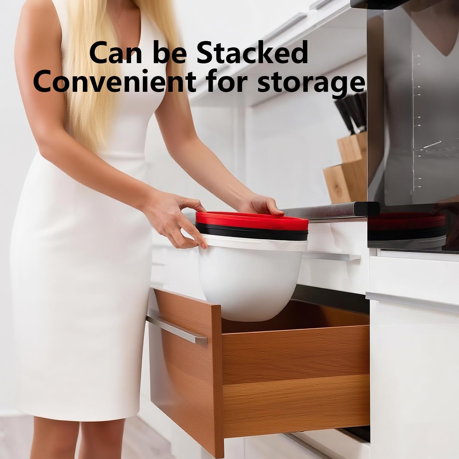 Silicone Bowl Liner for 4.5–5-Quart Stand Mixer – Food-Grade, Collapsible, Non-Stick Replacement Inner Bowl with Lid, Dishwasher Safe, Oven & Fridge Ready (Red)