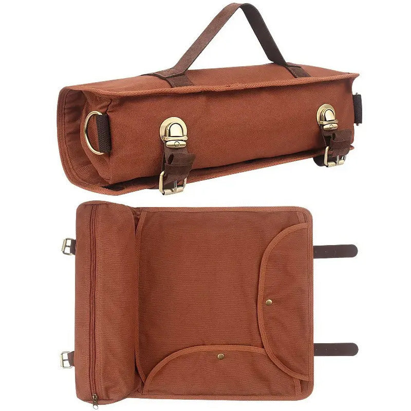 Professional 17-Piece Stainless Steel Cocktail Shaker Set with Canvas Carry Case – Complete Bar Tools Kit for Home, Travel, Parties – Includes Jigger, Strainer, Muddler, Spoon, Bottle Stopper (Brown)