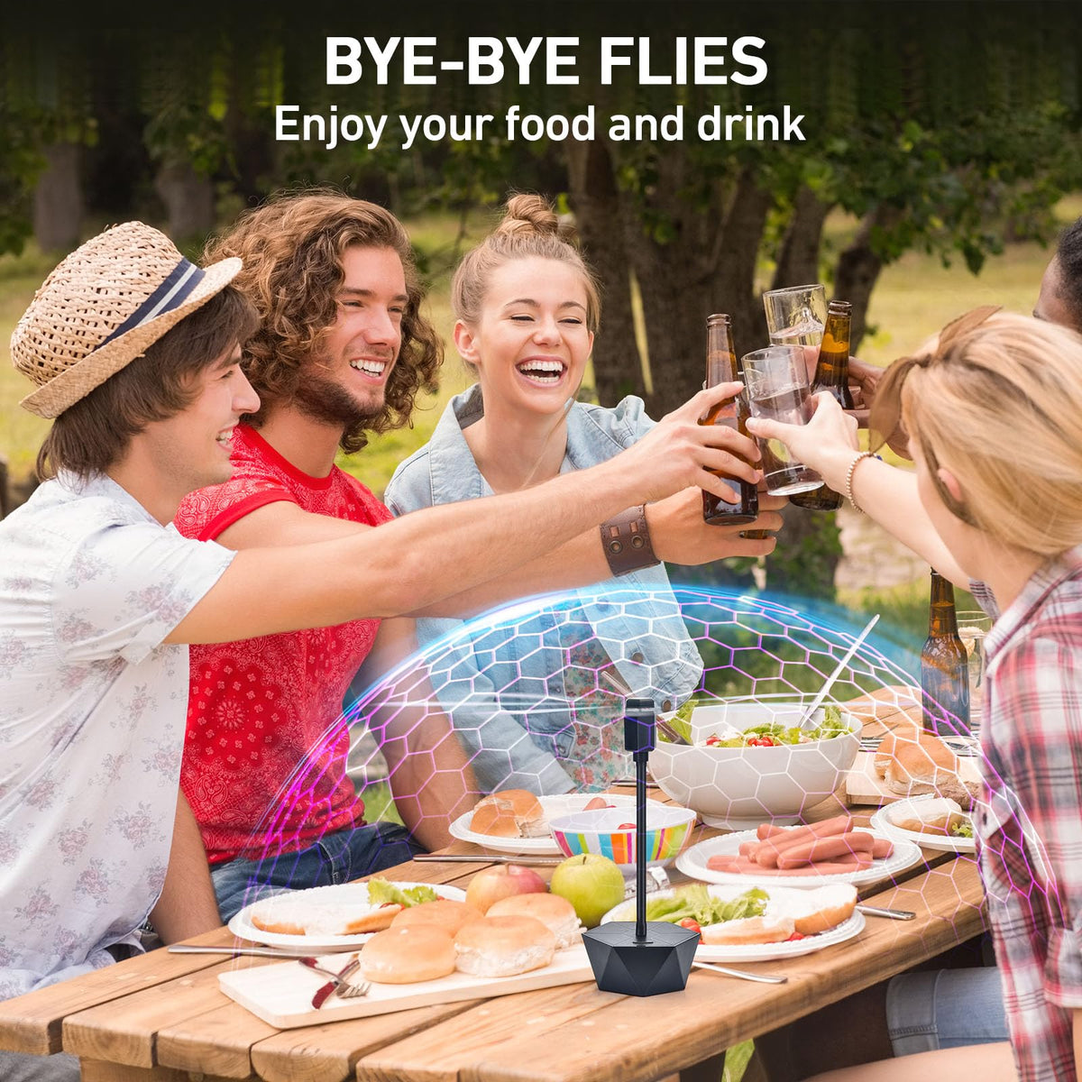 Portable Anti-Fly Fan for Table – Foldable Insect Repeller with Soft Blades, Silent Operation for Indoor Outdoor Use, Picnic, BBQ, Kitchen, and Camping (Black)