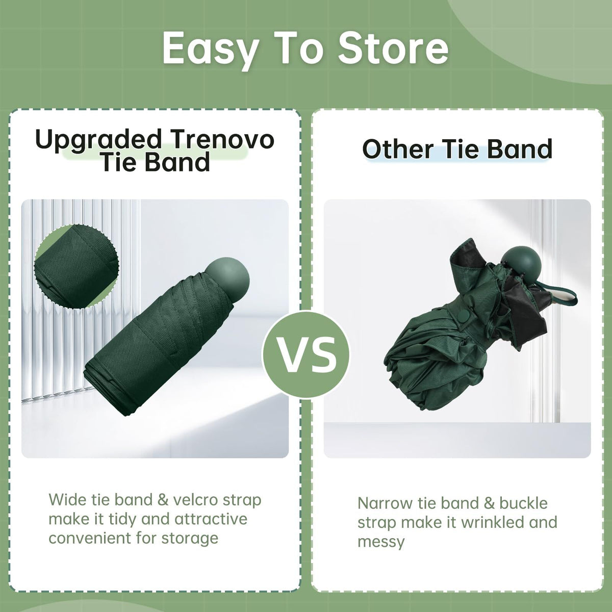 Mini Travel Umbrella – Compact Sun & Rain Protection for Women, Kids | UV-Blocking Pocket Umbrella with Case | Lightweight Foldable Umbrella（dark green）