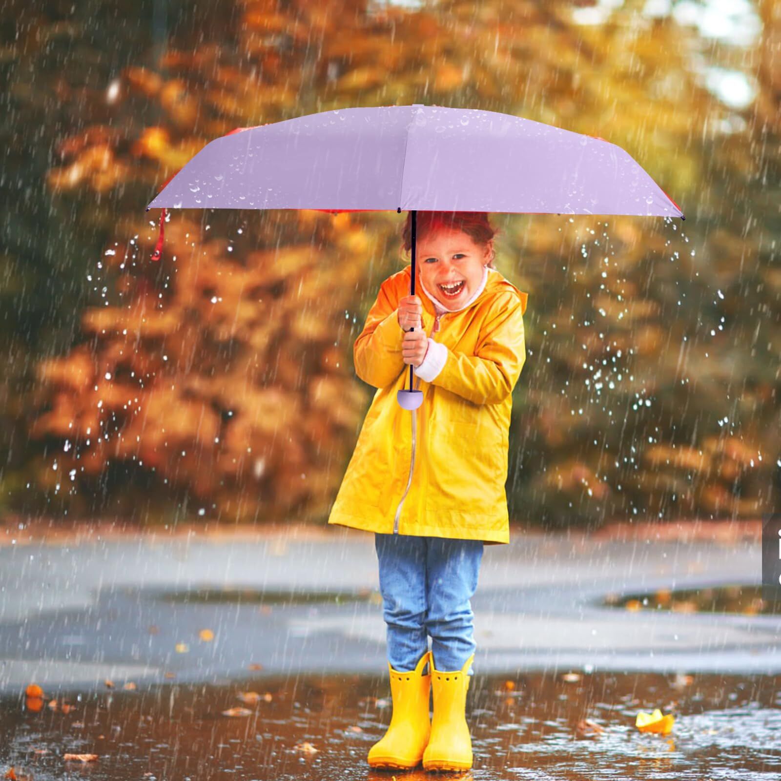 Mini Travel Umbrella – Compact Sun & Rain Protection for Women, Kids | UV-Blocking Pocket Umbrella with Case | Lightweight Foldable Umbrella（purple）