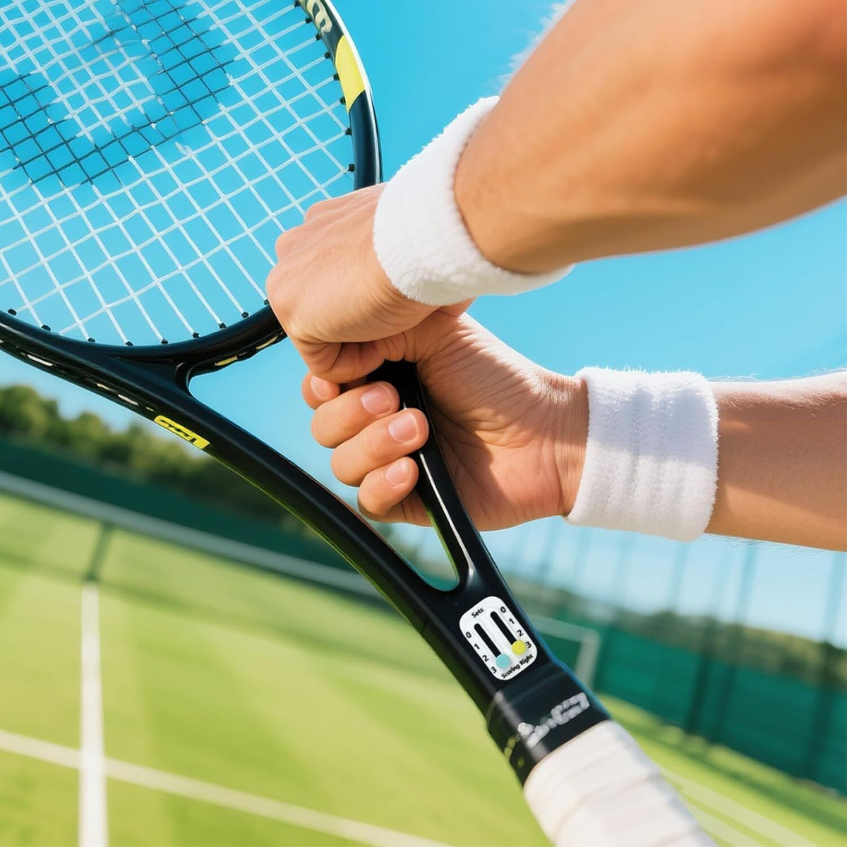 Tennis Racket Scorekeeper 2-Pack in White – Dual Portable Score Trackers for Points, Games & Sets | Other Colours Available In-Store