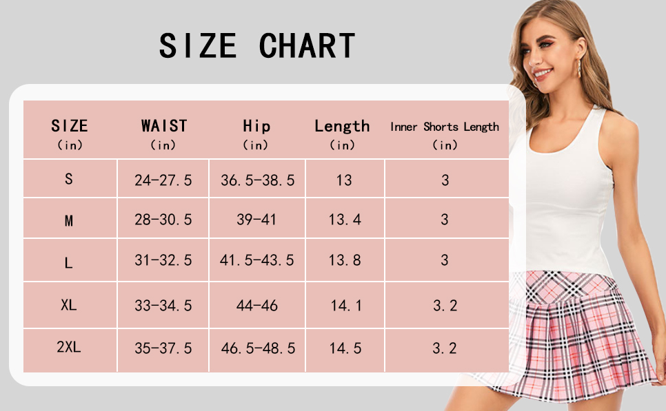 Women's Tennis Skirt with Pockets & Built-in Shorts – High-Waisted Golf Running Skort for Active Lifestyle, Sporty Fitness Wear (White,XXL)