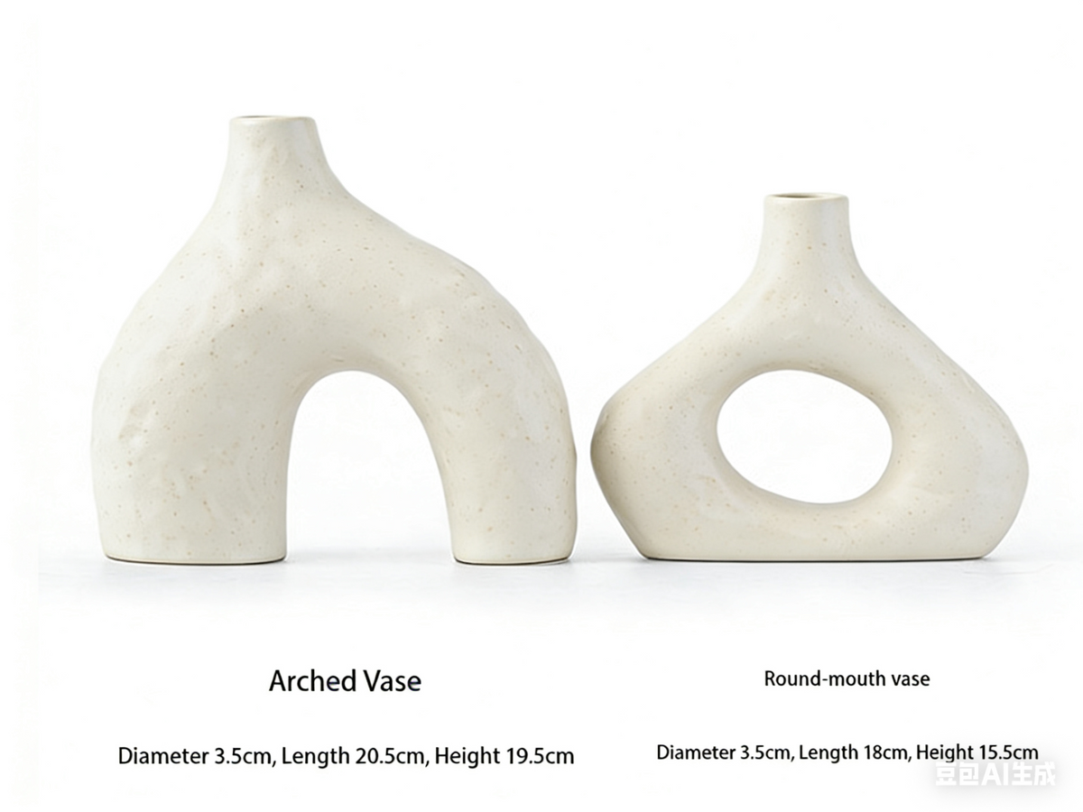 Minimalist Ceramic Vase Set (2-Piece): Modern Home Decor for Flower Arrangements (White) | Black Version Available In-Store