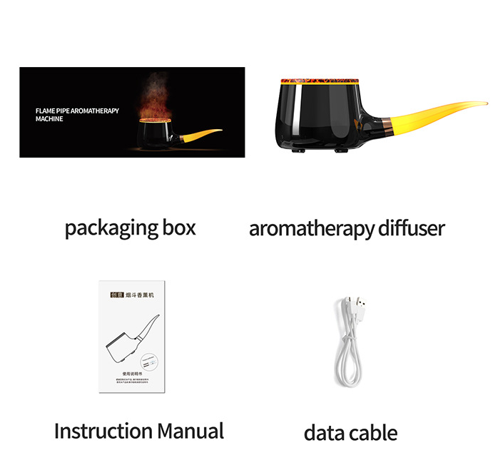 Pipe-Shaped Aromatherapy Humidifier with LED Flame & Mist – USB Desk Diffuser for Home, Office, Bedside (White) | Black Version Available In-Store