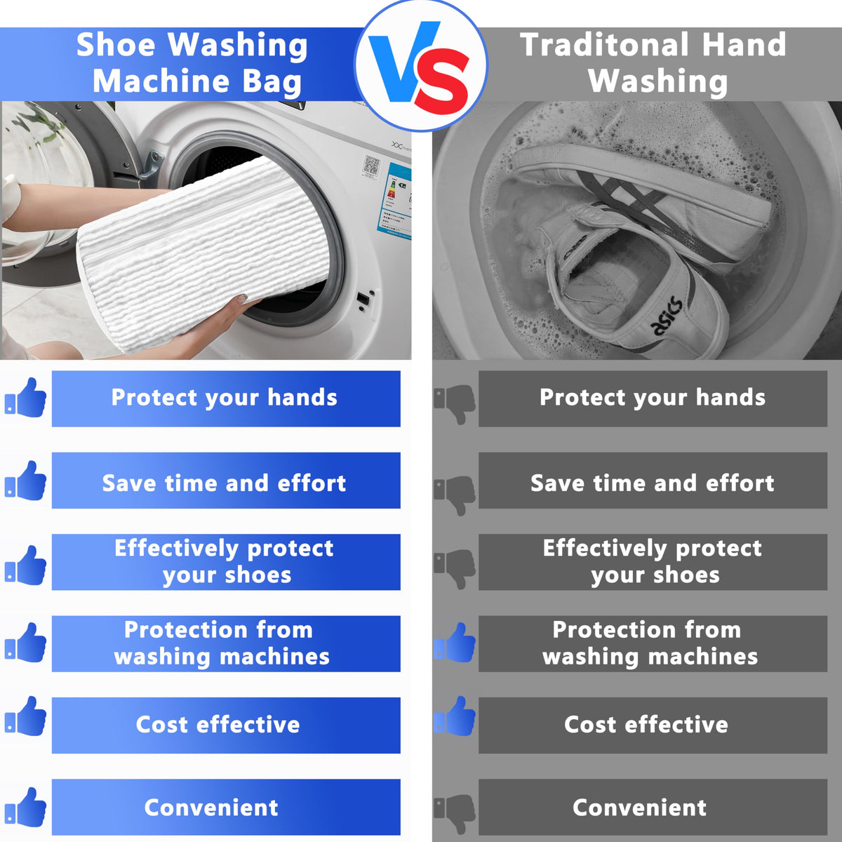 2-Pack Reusable Shoe Washing Machine Bag – White Protective Laundry Bag for All Shoes, Anti-Deformation & Deep Clean with Zipper Lock (White)
