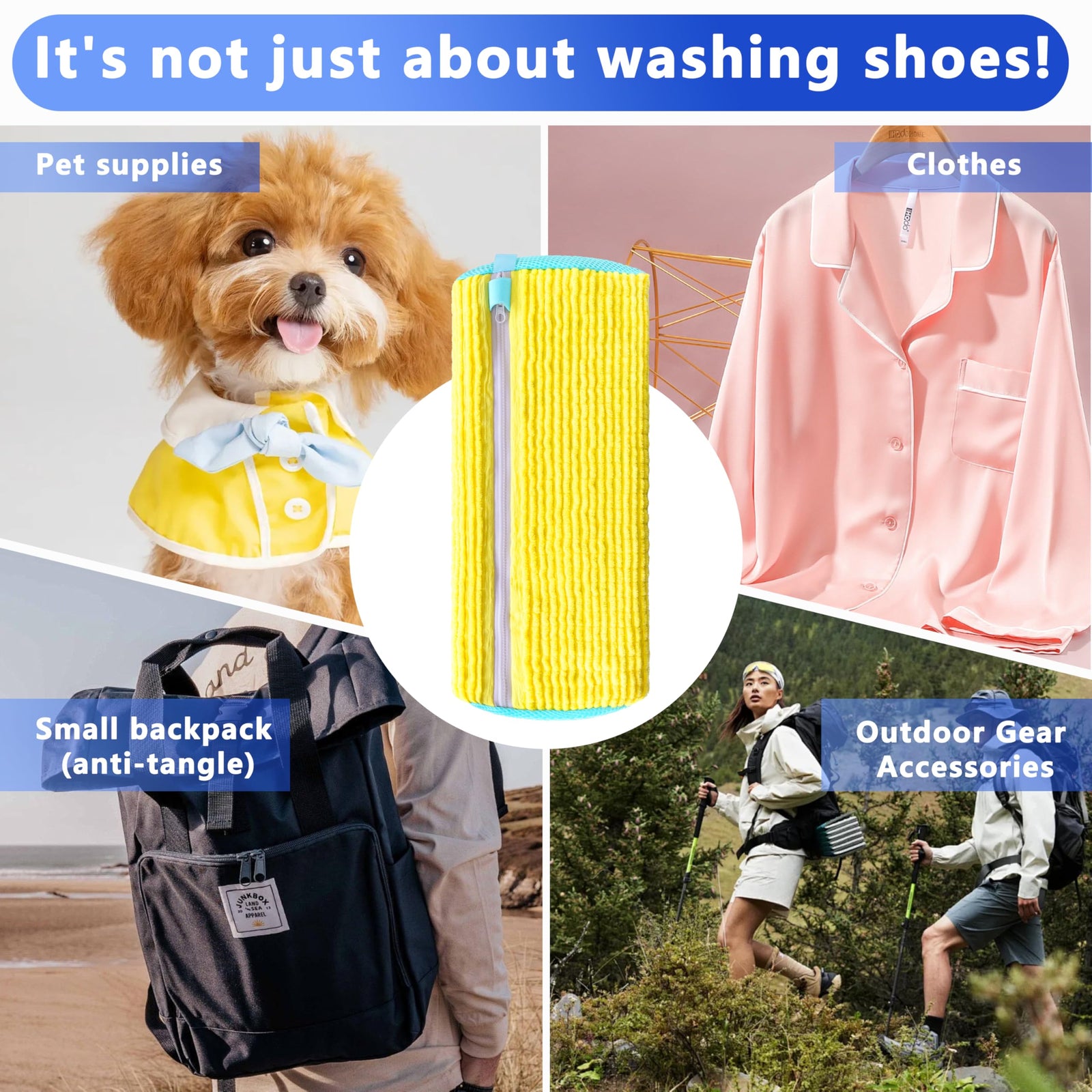 2-Pack Reusable Shoe Washing Machine Bag – White Protective Laundry Bag for All Shoes, Anti-Deformation & Deep Clean with Zipper Lock (Yellow)