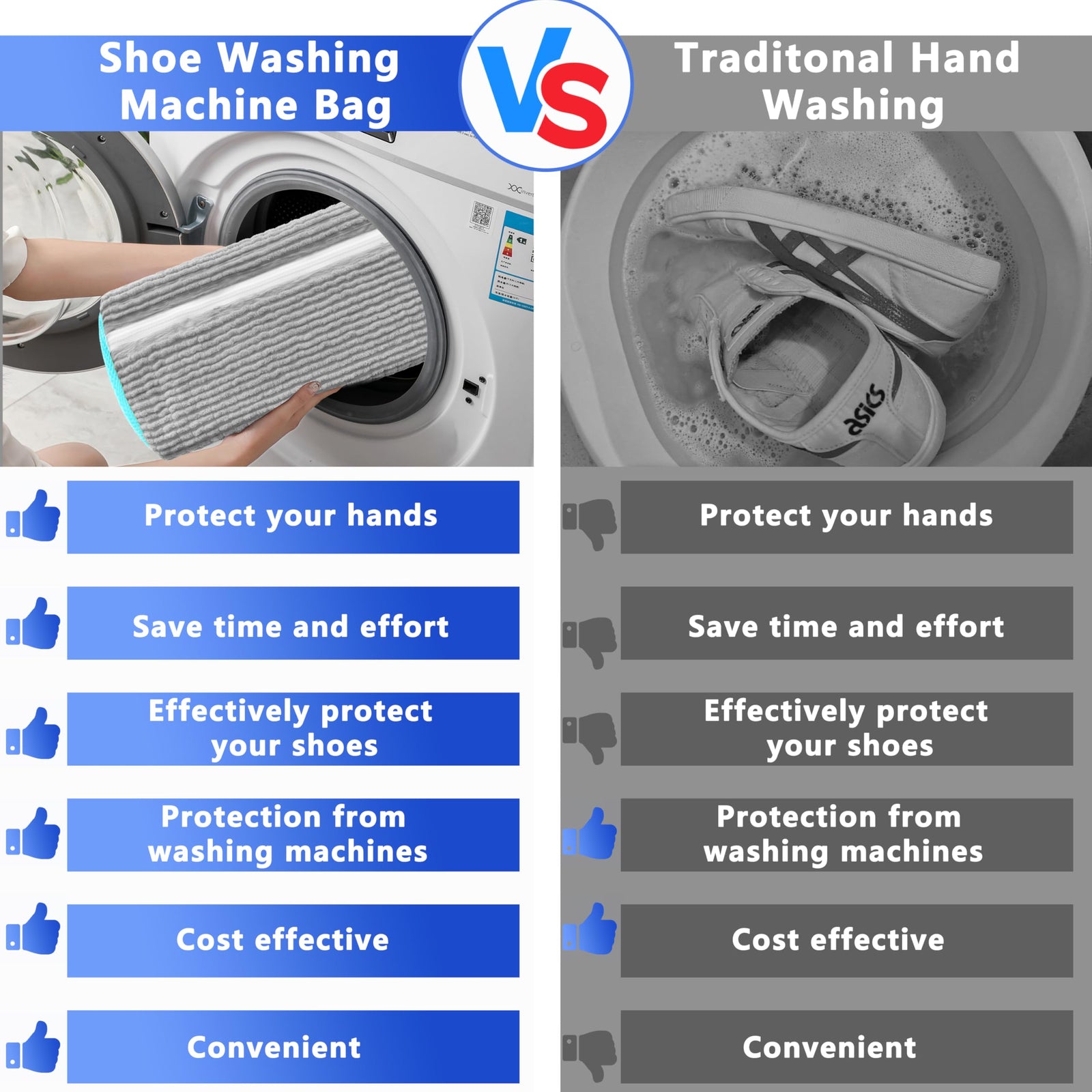 2-Pack Reusable Shoe Washing Machine Bag – White Protective Laundry Bag for All Shoes, Anti-Deformation & Deep Clean with Zipper Lock (Grey)