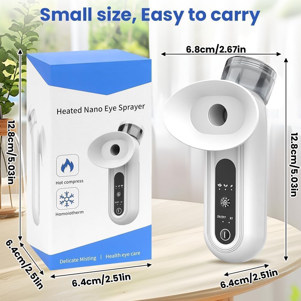 Portable Eye Mist Sprayer with Warm Steam & Nano Spray – Compact Facial Hydration Device for Daily Eye & Skin Care (White)