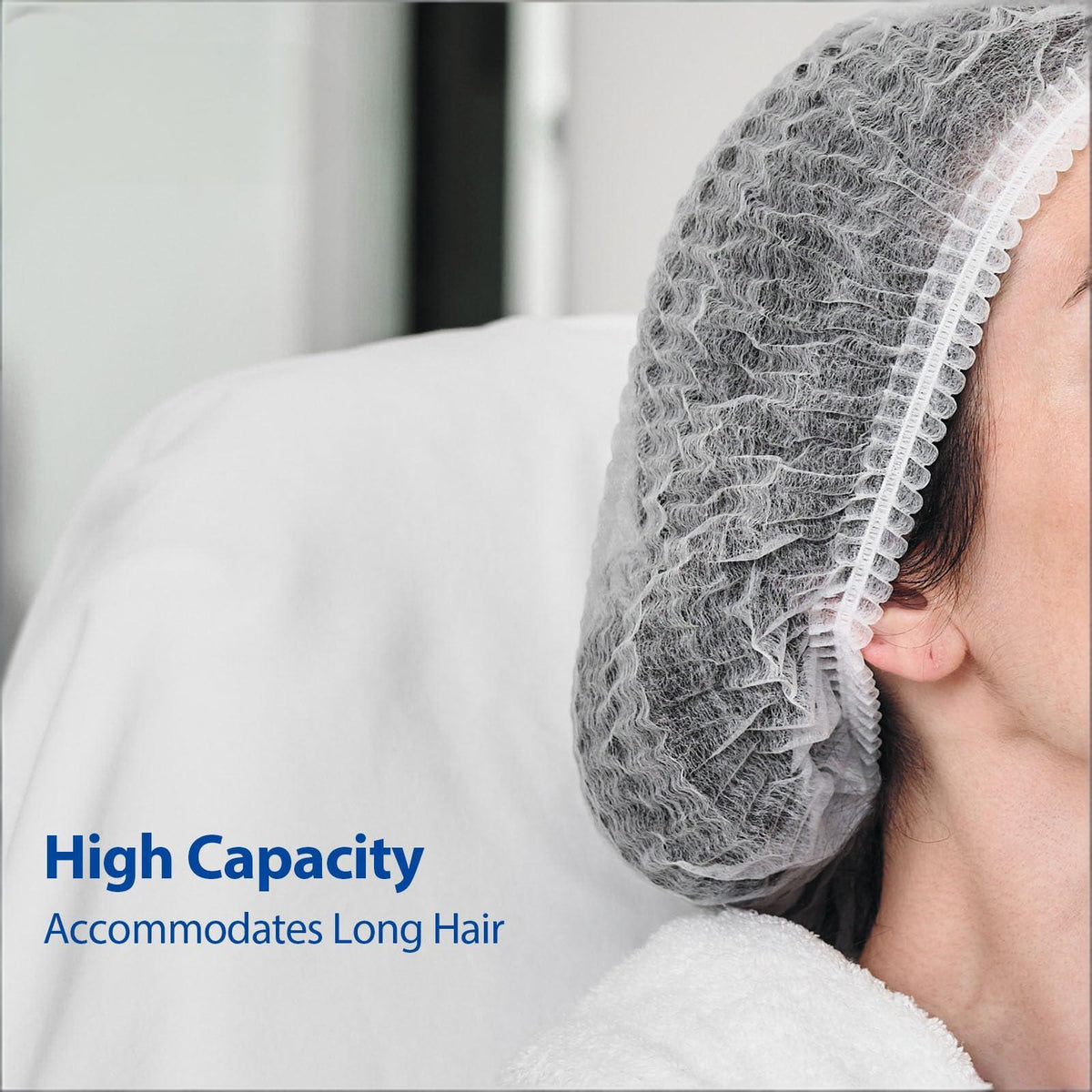 100-Pack Disposable Non-Woven Hair Net Caps – High Capacity, Elastic Band, Lint-Free &amp; Latex-Free for Kitchen, Medical, Spa Use (White)