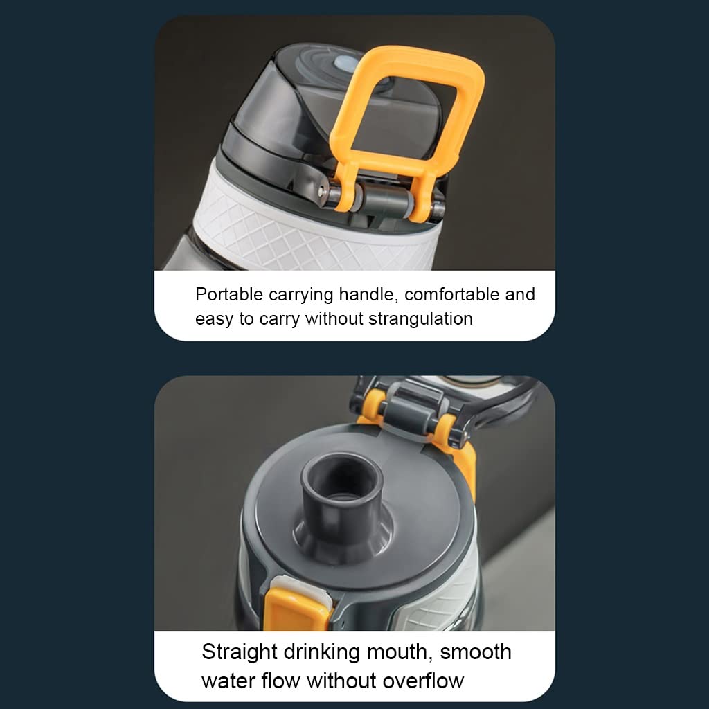 Portable Sport Water Bottle with Handle – Large Capacity Fitness Water Bottle for Gym, Hiking, Cycling, Outdoor Use – BPA-Free & Leak-Proof (Gray,1000ml)