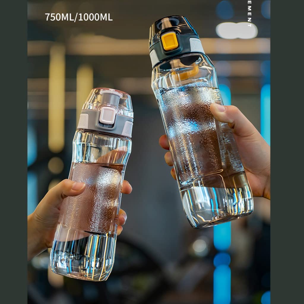 Portable Sport Water Bottle with Handle – Large Capacity Fitness Water Bottle for Gym, Hiking, Cycling, Outdoor Use – BPA-Free & Leak-Proof (Gray,750ml)