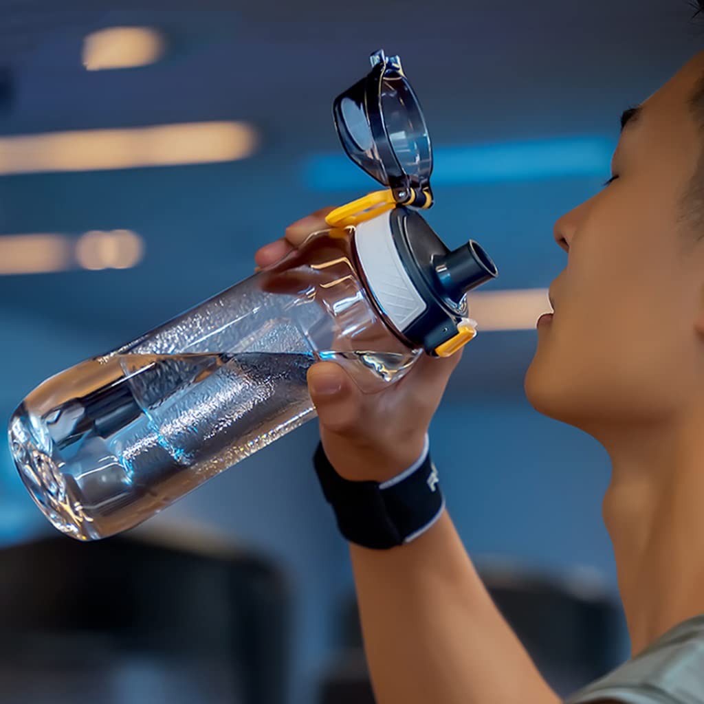 Portable Sport Water Bottle with Handle – Large Capacity Fitness Water Bottle for Gym, Hiking, Cycling, Outdoor Use – BPA-Free & Leak-Proof (Gray,750ml)