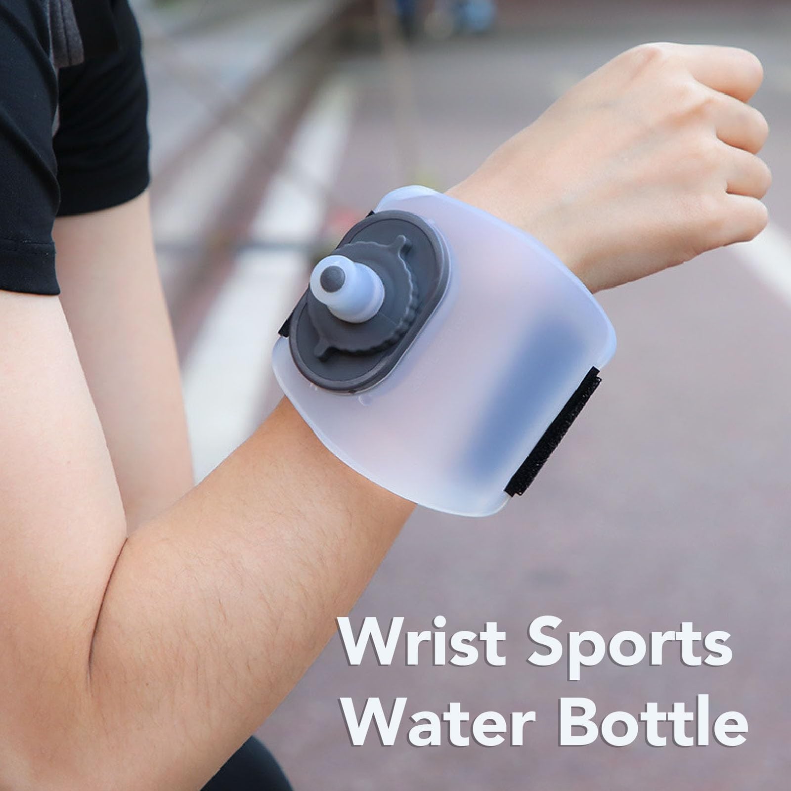 Wrist Water Bottle 7oz Hydration Flask – Hands-Free Leak-Proof Silicone Drink Container for Running, Cycling, Hiking & Fitness Training (White)