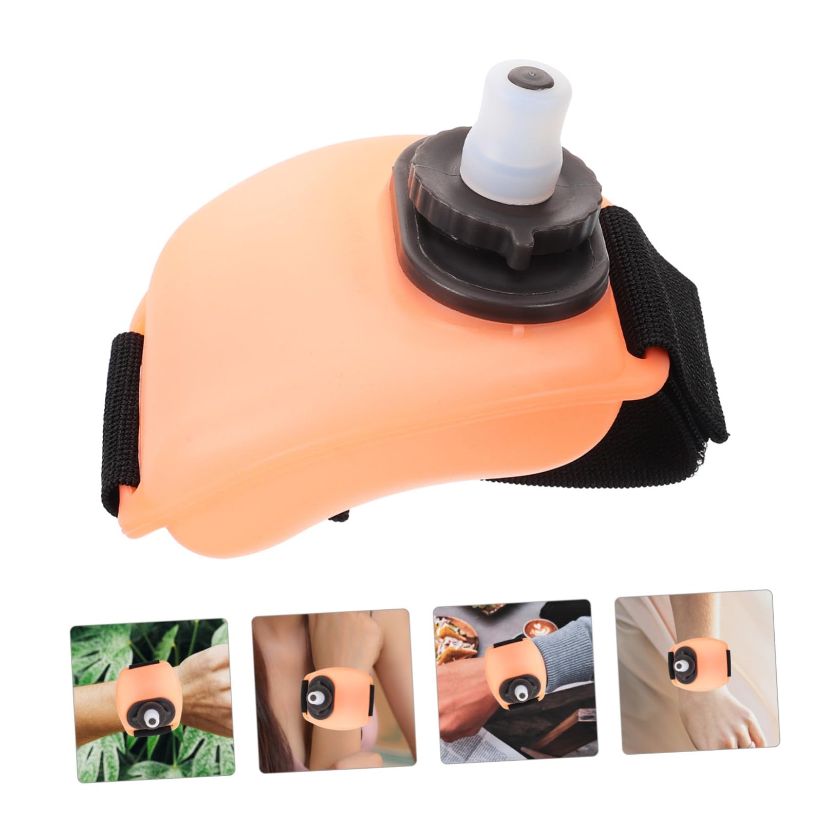 Wrist Water Bottle 7oz Hydration Flask – Hands-Free Leak-Proof Silicone Drink Container for Running, Cycling, Hiking & Fitness Training (Orange)