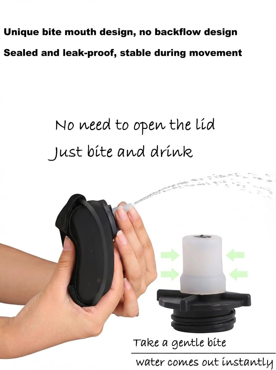 Wrist Water Bottle 7oz Hydration Flask – Hands-Free Leak-Proof Silicone Drink Container for Running, Cycling, Hiking & Fitness Training (Black)