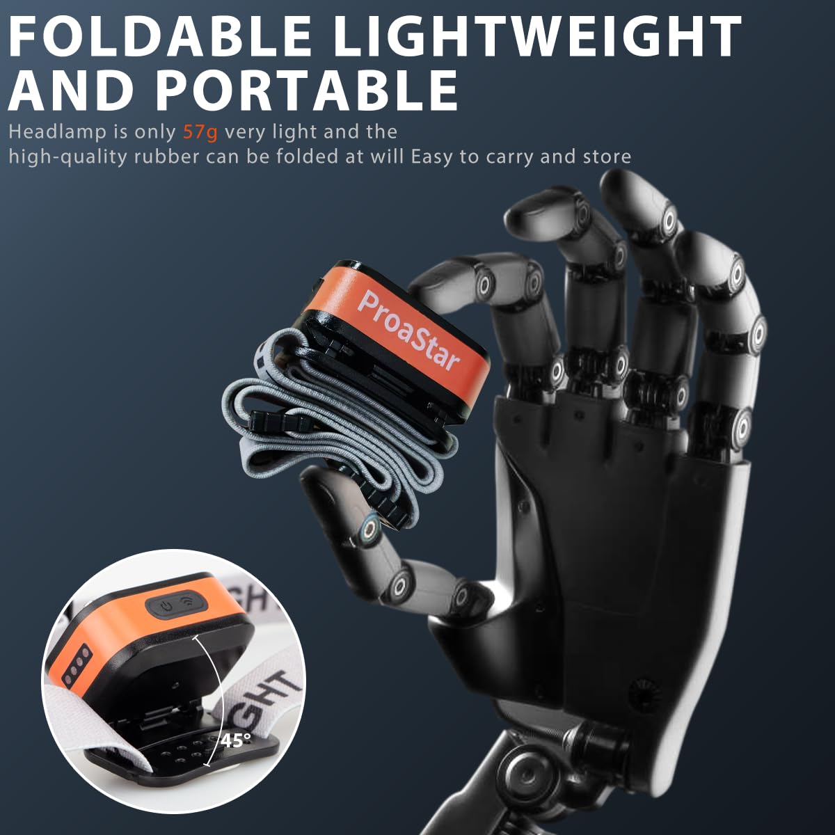 Rechargeable LED Headlamp with Motion Sensor & 6 Lighting Modes – Ultra-Bright Waterproof Headlight for Running, Camping, Hiking, Fishing, and Night Work (Grey)