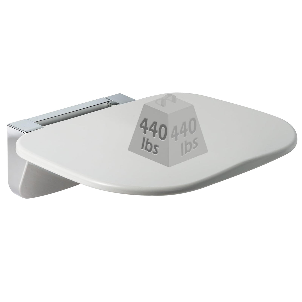 Wall Mounted Folding Shower Seat 440 lbs Load-Bearing – ABS Material Bathroom Stool with Stainless Steel Frame, Foldable 90° for Sauna, Hospital, Home Use (White)