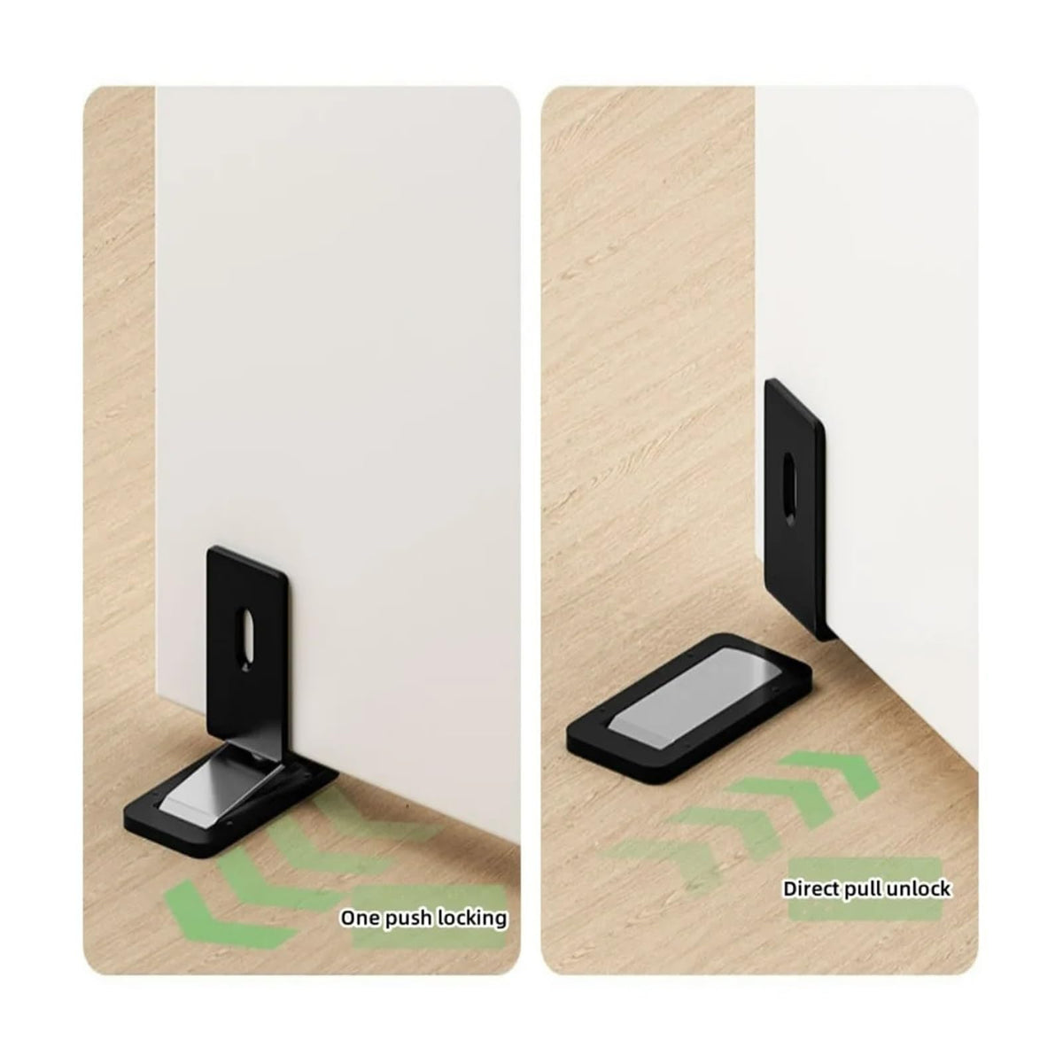 Ultra-Thin Magnetic Door Stopper – Self-Adhesive, Anti-Collision, Windproof, One-Push Locking, Discreet Design for Glass Doors (Black)