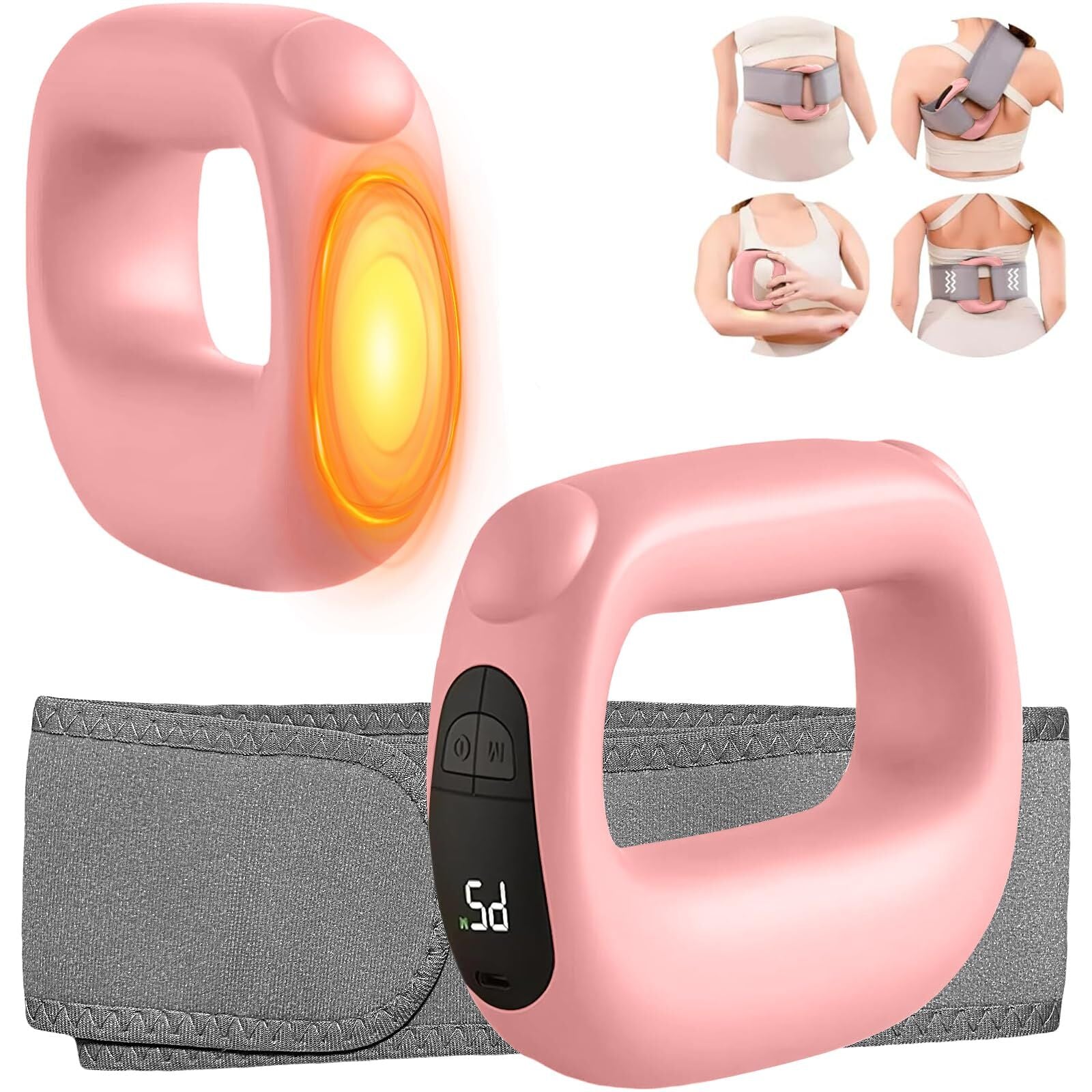 Portable Heated Fascia Ring Massager with 5-Speed Vibration & USB-C Charging – Deep Tissue Muscle Relief for Neck, Back, and Shoulders (Pink) | Other Colors Available In-Store
