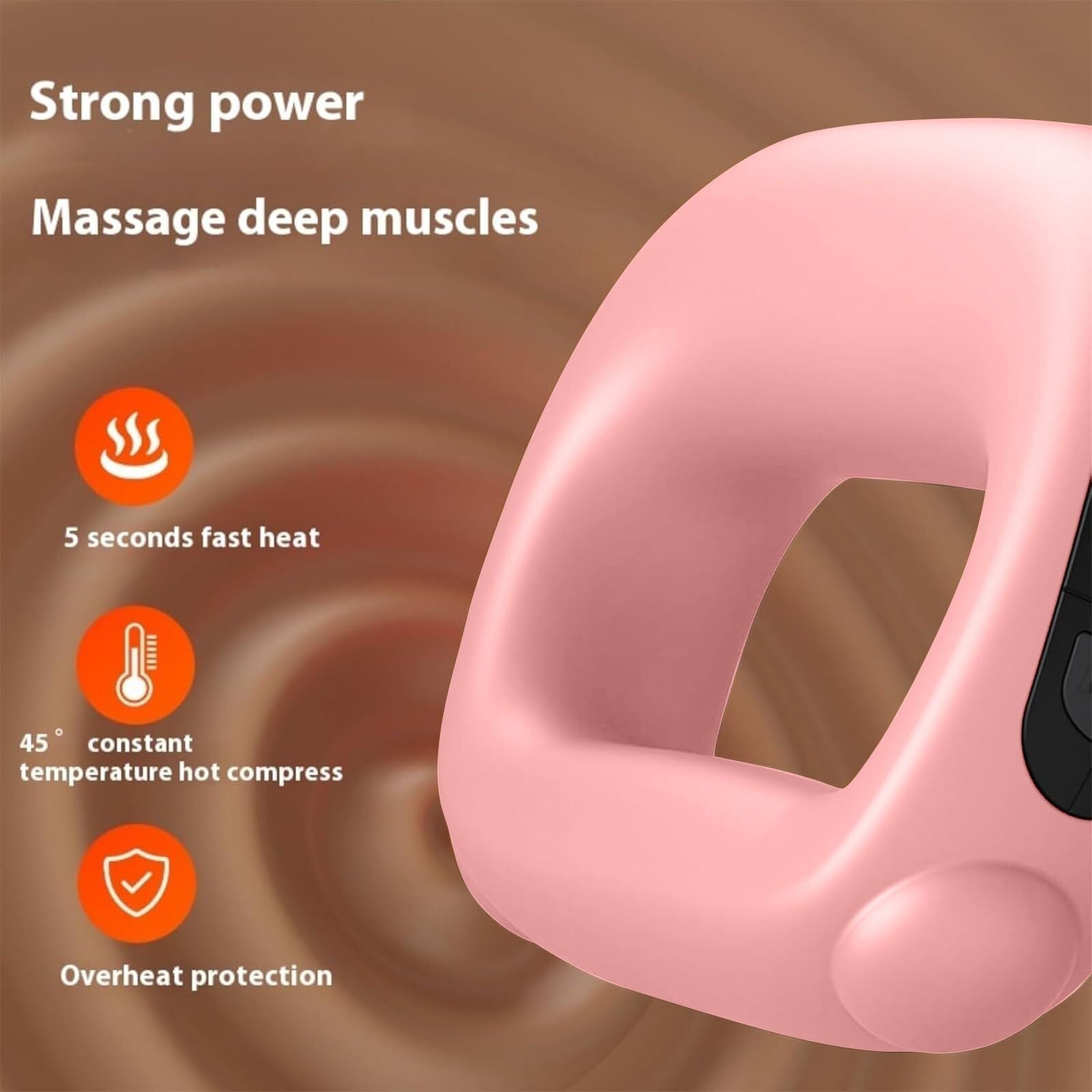 Portable Heated Fascia Ring Massager with 5-Speed Vibration & USB-C Charging – Deep Tissue Muscle Relief for Neck, Back, and Shoulders (Pink) | Other Colors Available In-Store