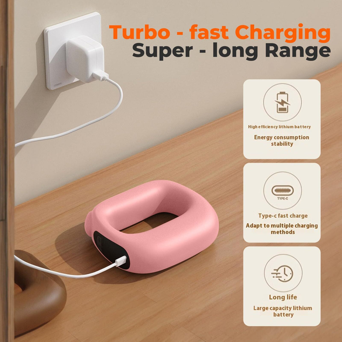 Portable Heated Fascia Ring Massager with 5-Speed Vibration & USB-C Charging – Deep Tissue Muscle Relief for Neck, Back, and Shoulders (Pink) | Other Colors Available In-Store