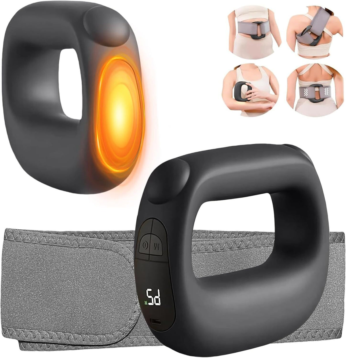 Portable Heated Fascia Ring Massager with 5-Speed Vibration &amp; USB-C Charging – Deep Tissue Muscle Relief for Neck, Back, and Shoulders (Black) | Other Colors Available In-Store