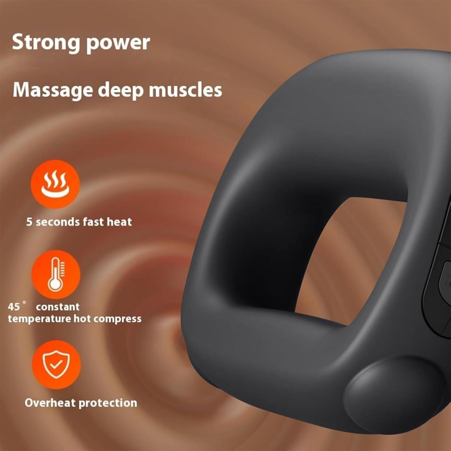 Portable Heated Fascia Ring Massager with 5-Speed Vibration & USB-C Charging – Deep Tissue Muscle Relief for Neck, Back, and Shoulders (Black) | Other Colors Available In-Store