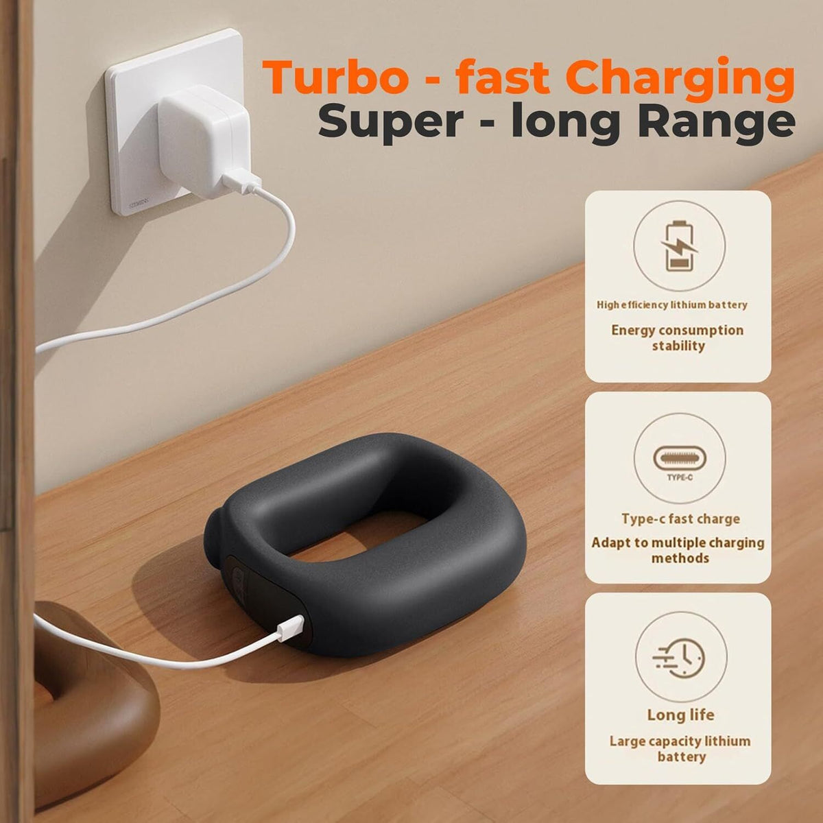 Portable Heated Fascia Ring Massager with 5-Speed Vibration & USB-C Charging – Deep Tissue Muscle Relief for Neck, Back, and Shoulders (Black) | Other Colors Available In-Store