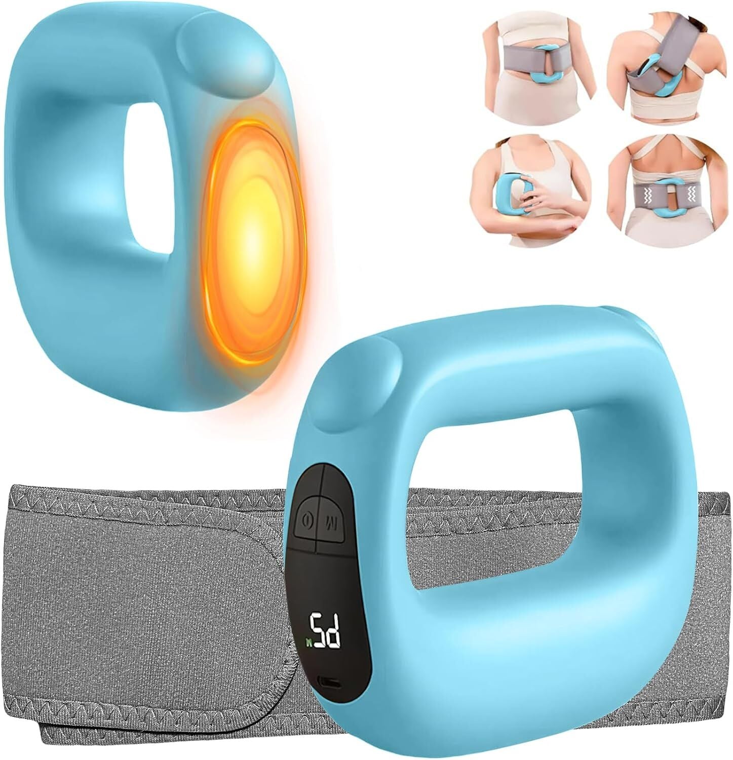 Portable Heated Fascia Ring Massager with 5-Speed Vibration & USB-C Charging – Deep Tissue Muscle Relief for Neck, Back, and Shoulders (Blue) | Other Colors Available In-Store