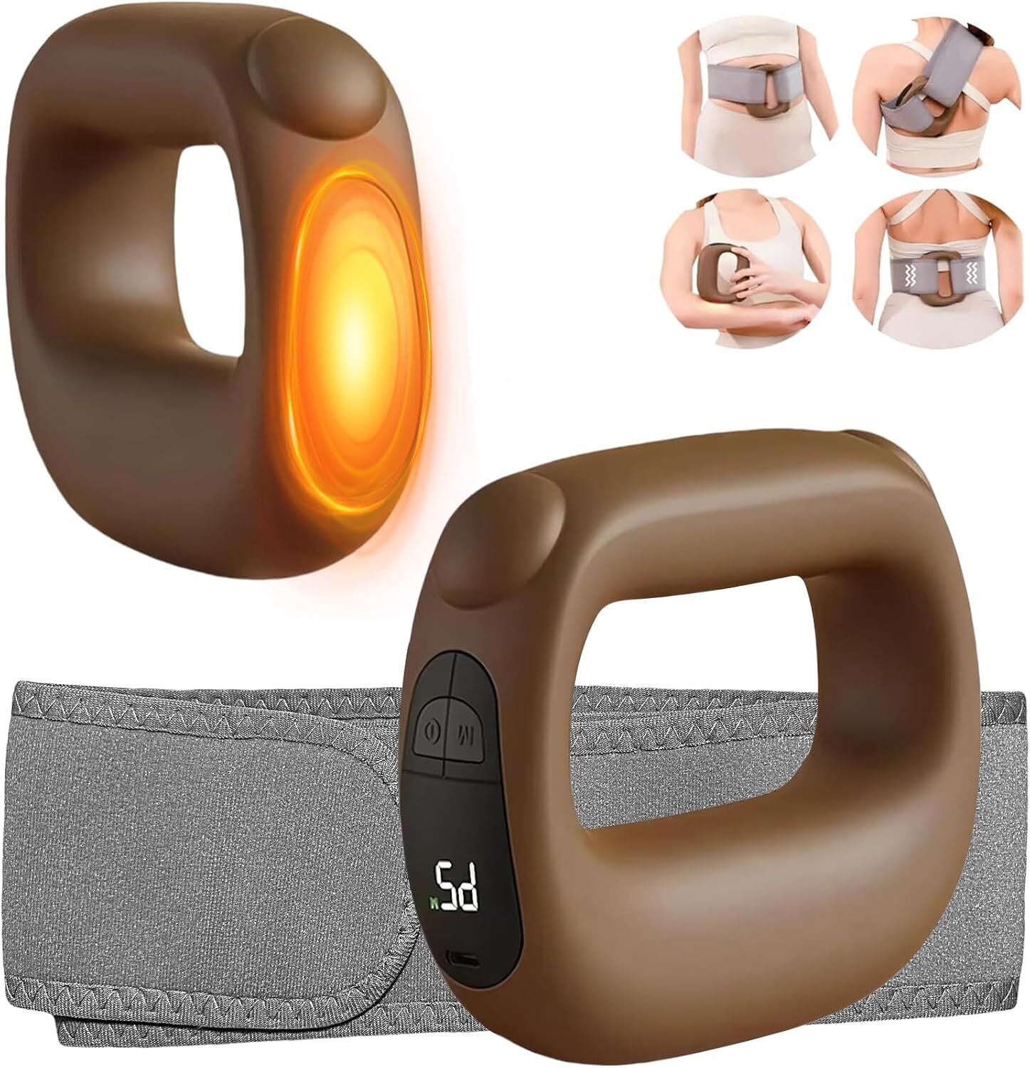 Portable Heated Fascia Ring Massager with 5-Speed Vibration & USB-C Charging – Deep Tissue Muscle Relief for Neck, Back, and Shoulders (Pink) | Other Colors Available In-Store