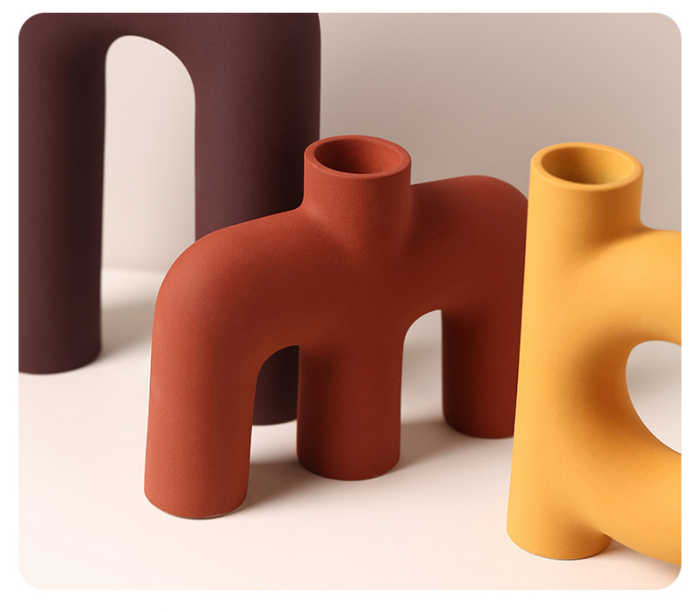 Tubular Letter Vase Set（3-Piece ） – Modern Ceramic Decor for Living Room, Dining Table & TV Stand | Other Luxury Styles Available in Store