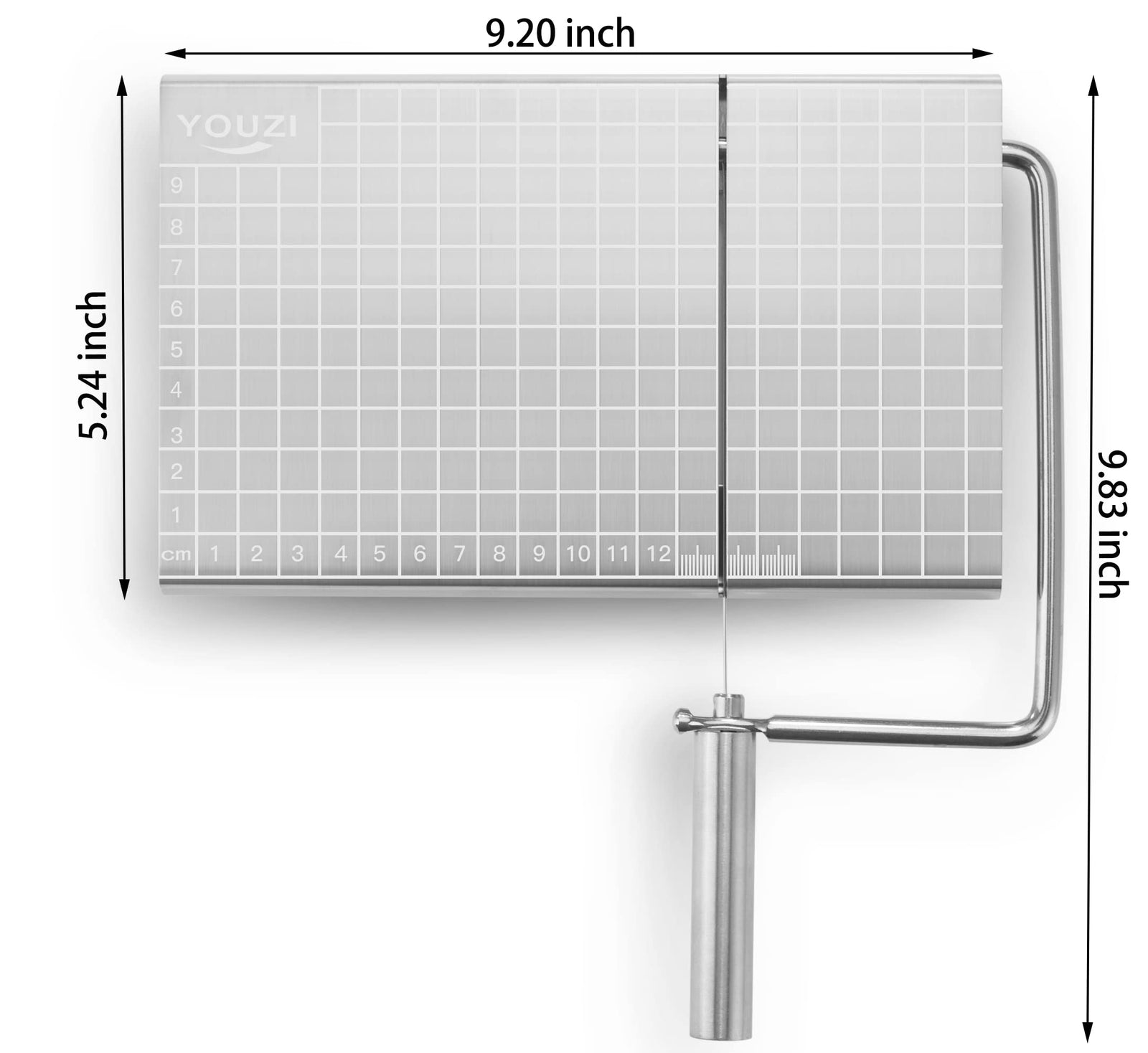 Stainless Steel Cheese Slicer with 10 Replacement Wires – Precision Grid Cutting Board, Ergonomic Handle, Easy to Clean – Ideal for Butter, Cake, Soft Cheese (Silver)