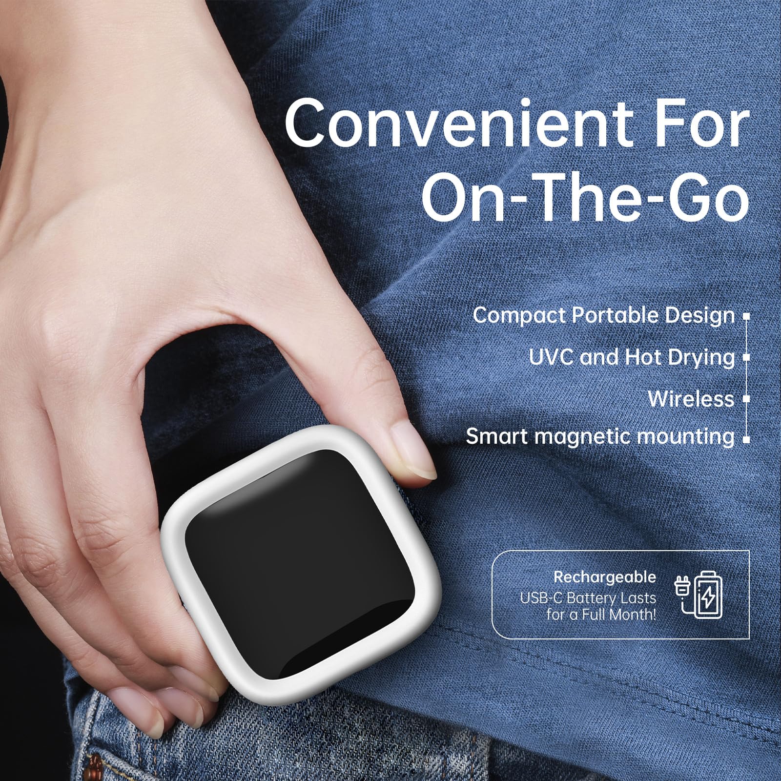 Portable UV-C Toothbrush Sterilizer with Auto-Disinfection & Heating – Magnetic Wall Mountable Brush Cover for Home and Travel (White) | Other Colors Available In-Store