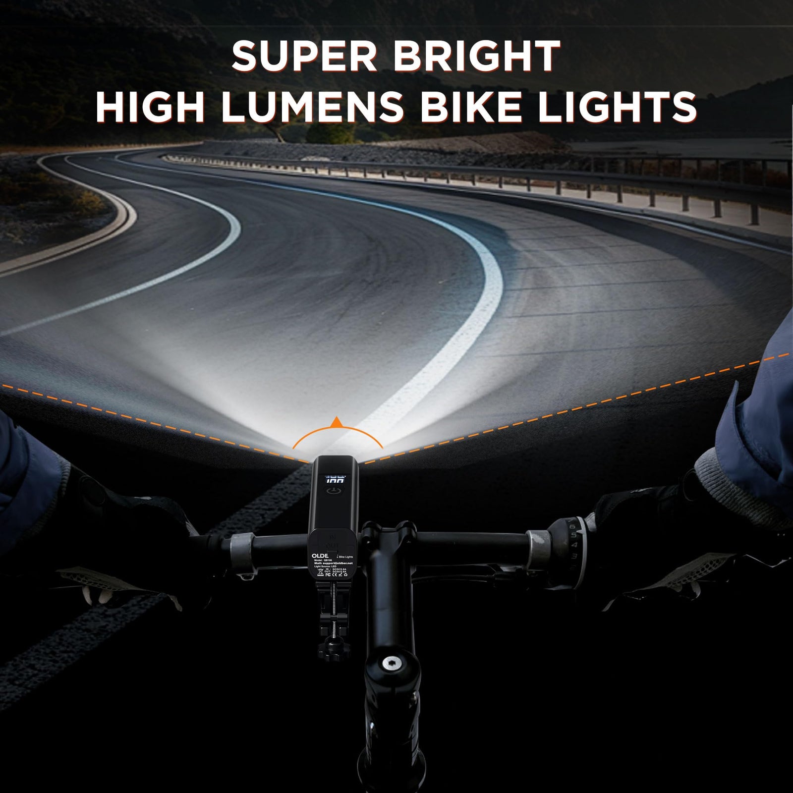Ultra-Bright 1200 Lumen Bike Light Set with USB Rechargeable Headlight & Tail Light – IP65 Waterproof Cycling Lamp for Night Riding (Black)