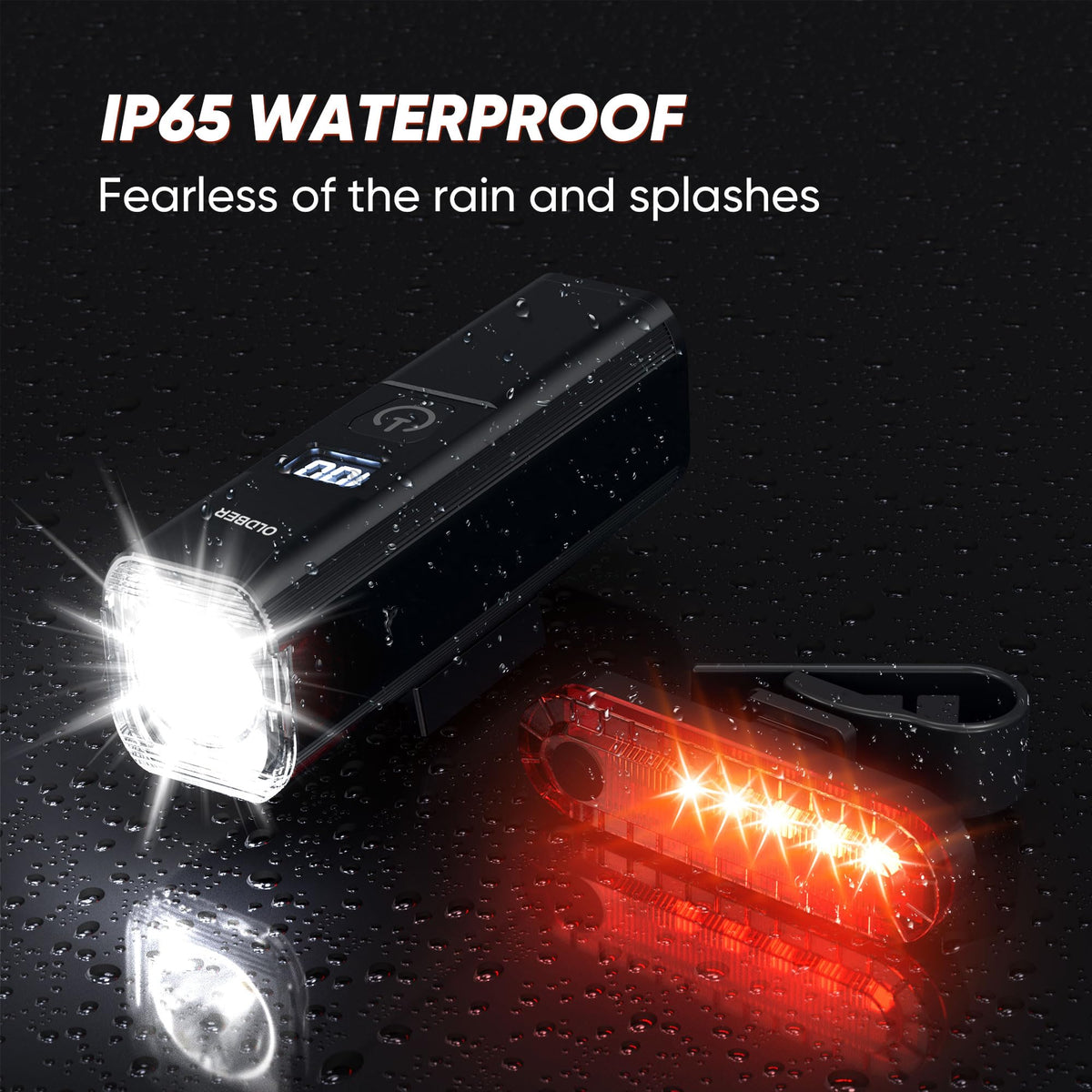 Ultra-Bright 1200 Lumen Bike Light Set with USB Rechargeable Headlight & Tail Light – IP65 Waterproof Cycling Lamp for Night Riding (Black)