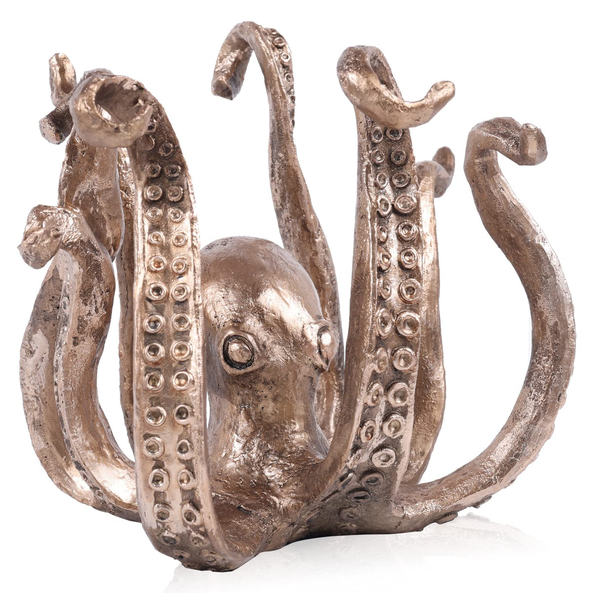 Multi-Functional Octopus Sculpture – Decorative Resin Cup Holder &amp; Jewelry Organizer, Unique Home Accent for Living Room, Office, or Desk (Bronze)
