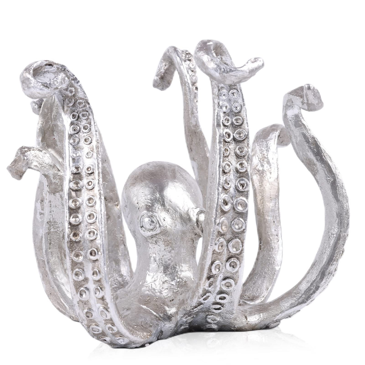 Multi-Functional Octopus Sculpture – Decorative Resin Cup Holder &amp; Jewelry Organizer, Unique Home Accent for Living Room, Office, or Desk (Silver)
