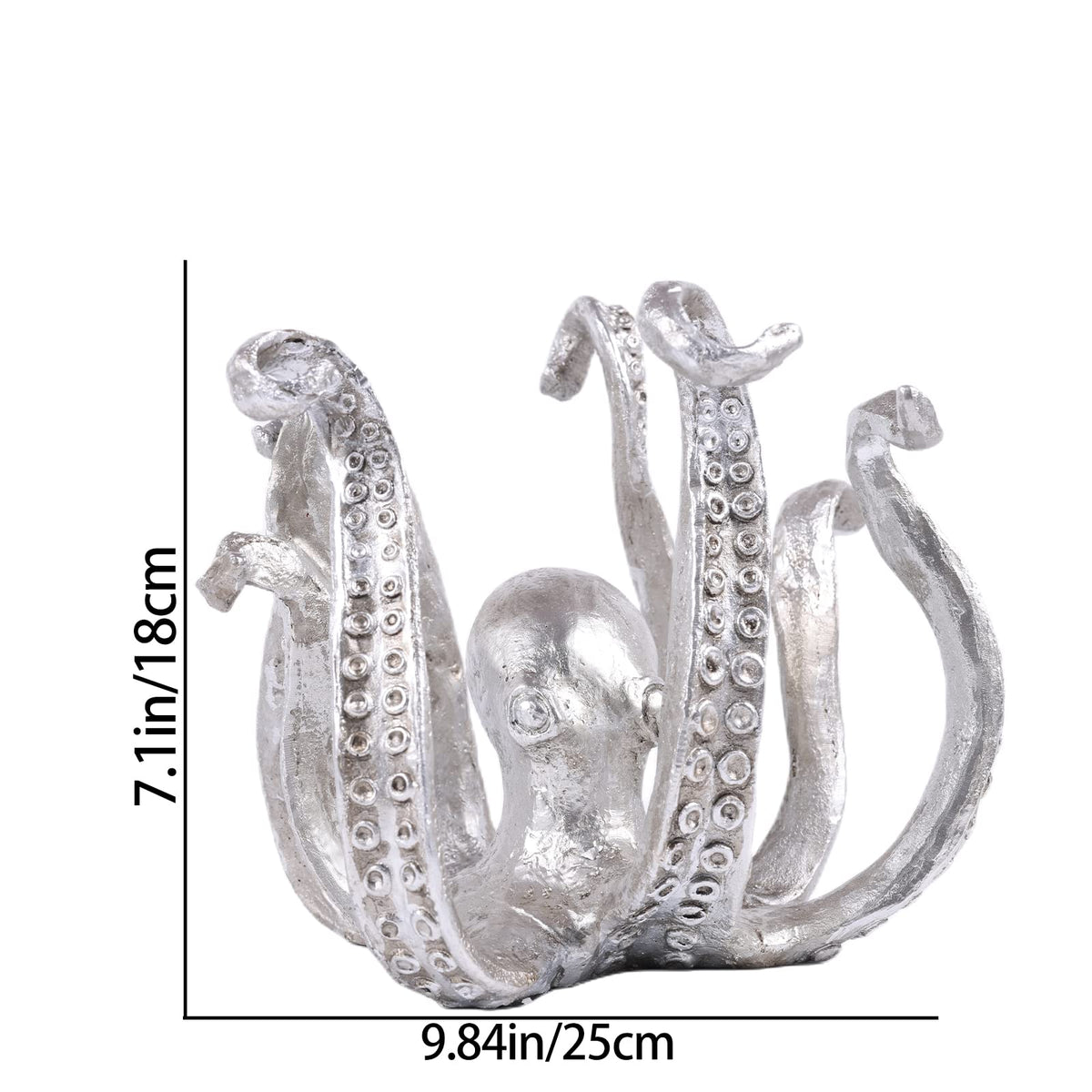 Multi-Functional Octopus Sculpture – Decorative Resin Cup Holder & Jewelry Organizer, Unique Home Accent for Living Room, Office, or Desk (Silver)