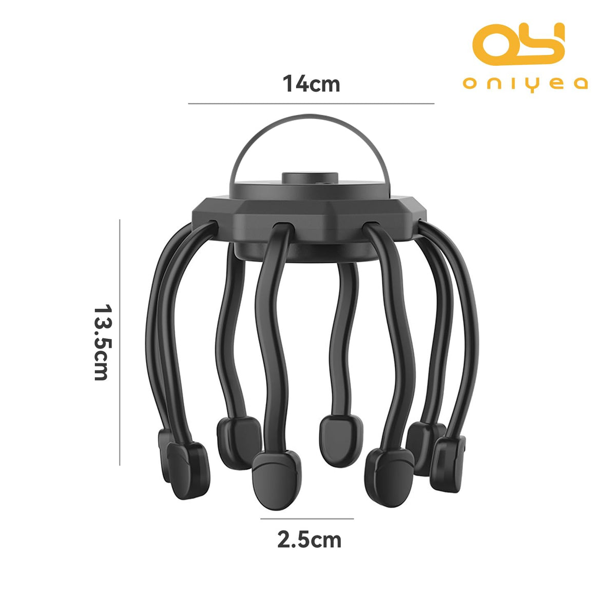 Wireless Octopus Head Massager – 8-Point Vibration Therapy, 360° Scalp Relief, Rechargeable with 3 Modes for Stress & Insomnia Relief (Black)