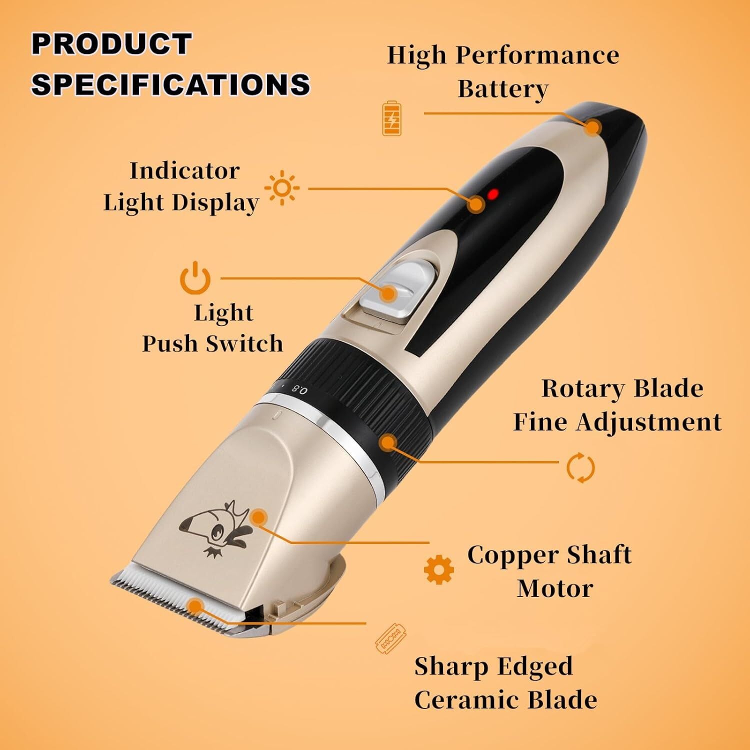 Professional Rechargeable Cordless Dogs Cats Horse Grooming Clippers - Professional Pet Hair Clippers with Comb Guides for Dogs Cats Horses and Other House Animals Pet Grooming Kit