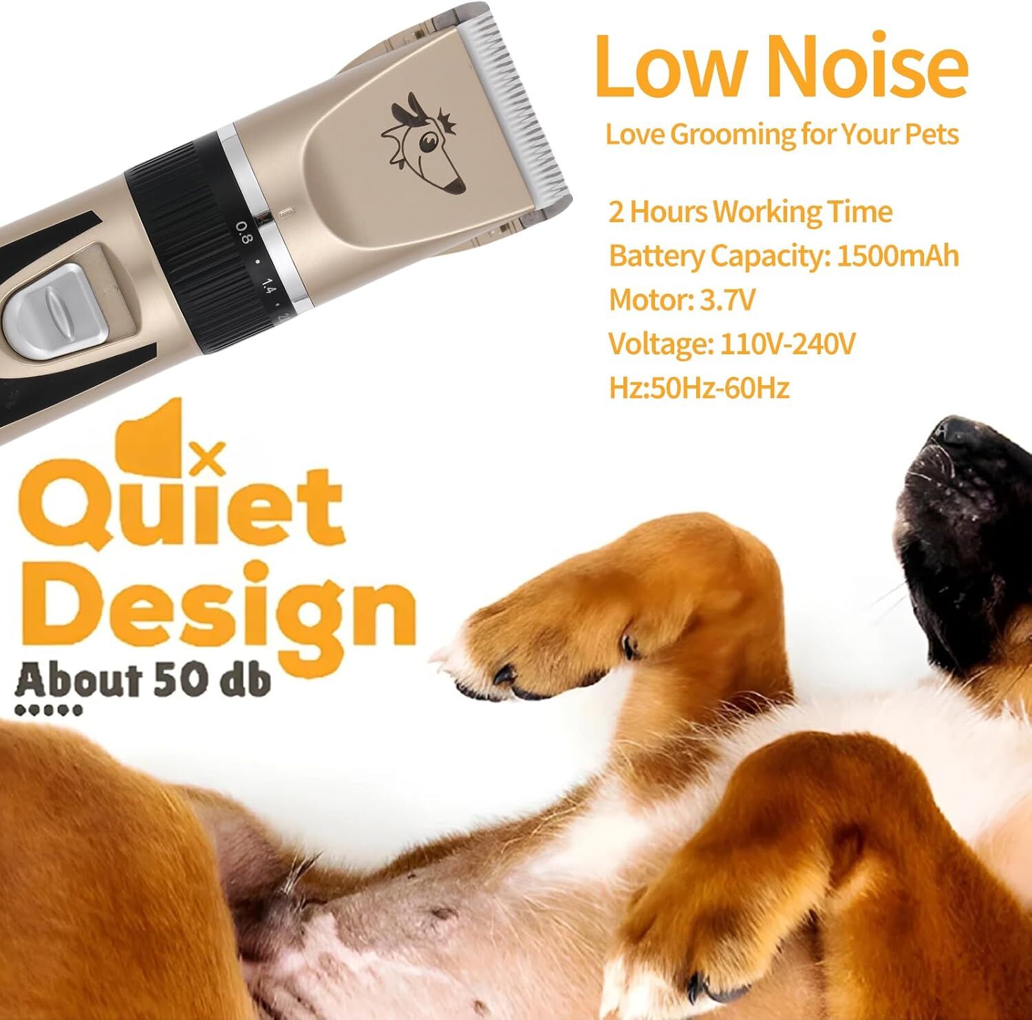 Professional Rechargeable Cordless Dogs Cats Horse Grooming Clippers - Professional Pet Hair Clippers with Comb Guides for Dogs Cats Horses and Other House Animals Pet Grooming Kit