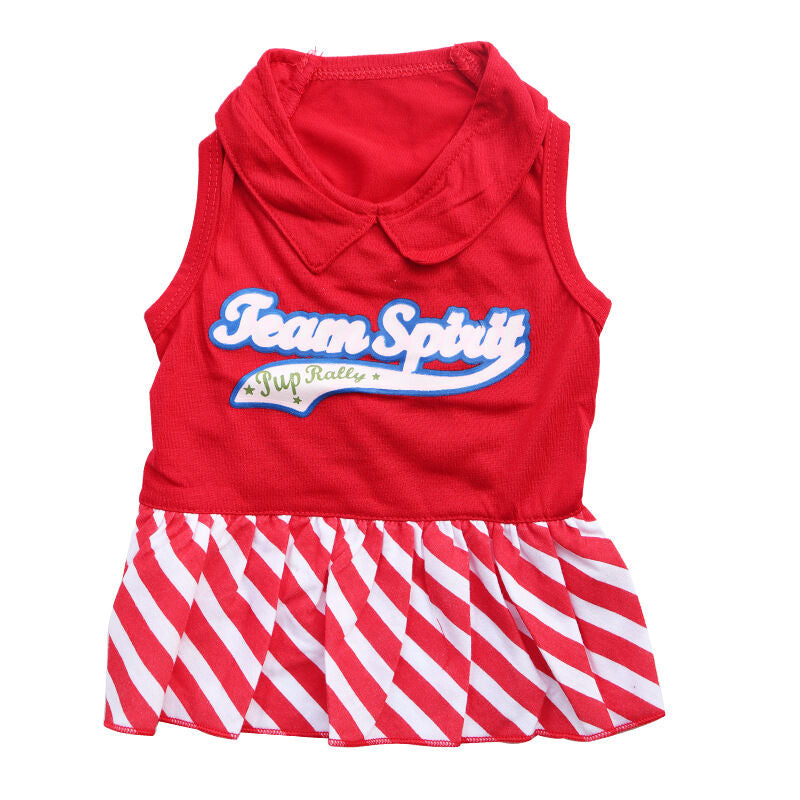 Pet products 2-Piece Dog Summer Dress Set - Team Spirit & SUPER ADORABLE Designs, Red White Stripes & Navy Blue, Peter Pan Collar, Cute Fit for Dogs（L）
