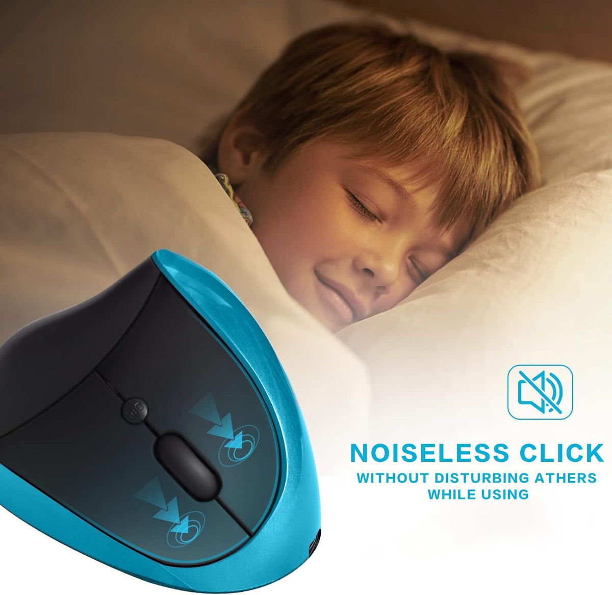 Blue Ergonomic Wireless Vertical Mouse (Small Hand-Friendly): USB-C Rechargeable, 2.4G 3-DPI, Reduce Wrist Strain (Right-Handed)