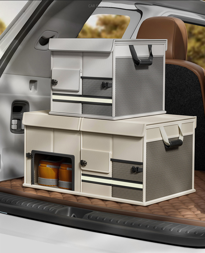 Foldable Car Trunk Organiser, 30L/60L Large Capacity Storage Box for Auto Boot, Multi-functional Cargo Container(30L,white)