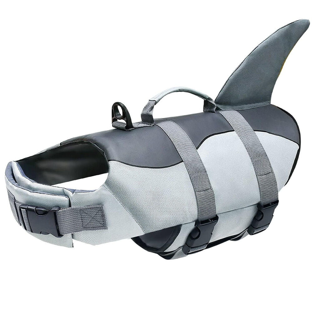 Pet products Dog Life Jacket, Cute Shark Dog Life Vest for Swimming Boating with Superior Buoyancy and Rescue Handle, Adjustable Puppy Floating Swim Vest for Small Medium Large Dogs(S)