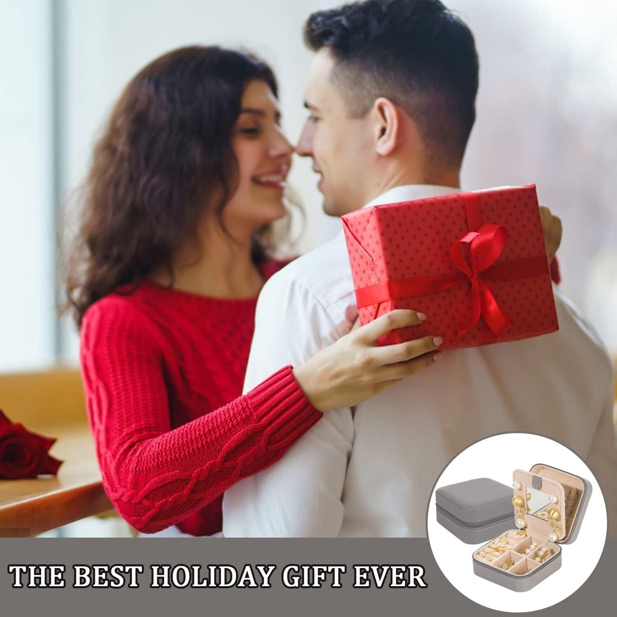 Grey Travel Jewelry Box with Mirror: Chic, Organised Storage for Rings, Necklaces & Earrings, Ideal for Aussies